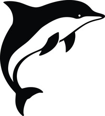 Obraz premium Silhouette of a leaping dolphin, Jumping Dolphin Vector Art