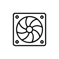 Computer Fan Outline – Cooling System Vector Illustration