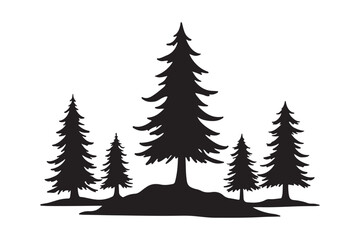 Fototapeta premium Pine Trees Forest Silhouette Vector