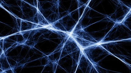 Abstract Blue Network Structure - Intricate blue lines forming a complex network against a black background. Perfect for tech, science, or abstract designs