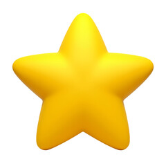 Yellow 3D Star Cartoon Icon Award Rating Graphic Design Element isolated on transparent background