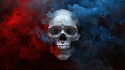 A skull with smoke surrounding it