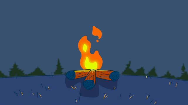 Flat animation of bonfire. best for your footage video editing.