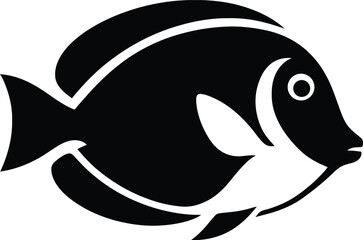 Simple Black and White Fish Silhouette, Minimalist Fish Vector Design