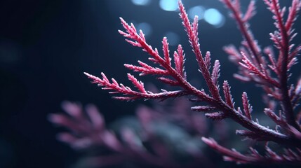 Delicate Coral Branch Close-Up - A close-up shot of a pinkish coral branch, symbolizing fragility, beauty, underwater life, ocean ecosystem, and nature's artistry