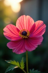 Sunlit anemone blossom, vibrant petals, close-up detail , beautiful, sharp, clear