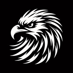 Fototapeta premium Eagle head vector illustration of a wild bird with a strong beak, suitable as a tattoo design or a powerful animal symbol