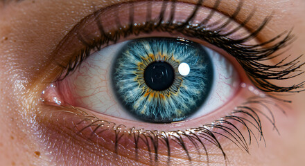 Close-up of a Colorful Eye with Detailed Patterns and Textures