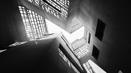 Geometric Architecture, A stark monochrome study of urban lines and light