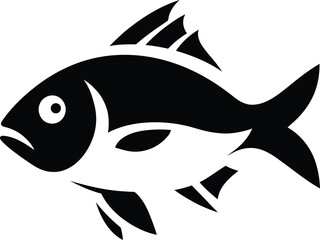 Stylish Black and White Fish Silhouette for Graphic Design, Modern Fish Silhouette Vector