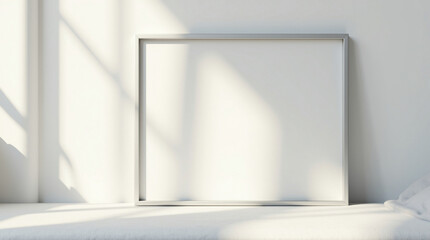 Sleek Silver Photo Frame Mockup with Pillow