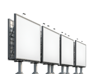 Billboard advertising showcase urban area display bright environment aerial view isolated on transparent background