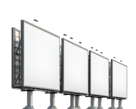 Billboard advertising showcase urban area display bright environment aerial view isolated on transparent background