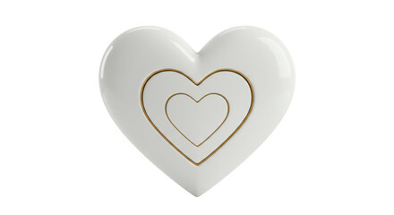 Isolated White Heart with Golden Inlaid Hearts