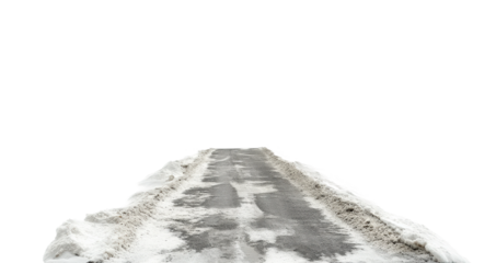 Winter road clearing action snowy landscape wide angle safety isolated on transparent background