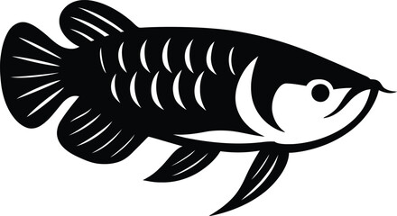 Fototapeta premium Vector Illustration of a Black and White Pangasius Fish, Pangasius Fish Silhouette Art