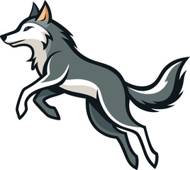 Fierce Jumping Wolf Logo Illustration