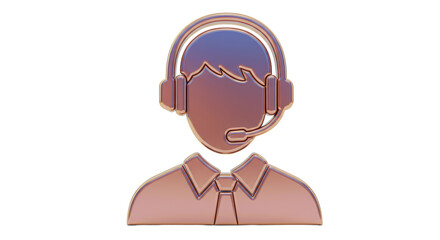 Isolated Customer Service Representative with Metallic Texture