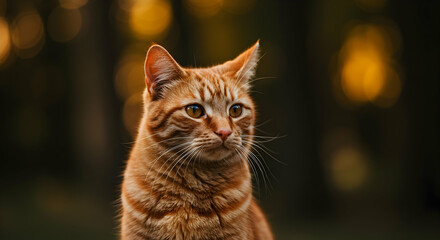 Fototapeta premium Orange Tabby Cat Gazing Intently in Soft Natural Light
