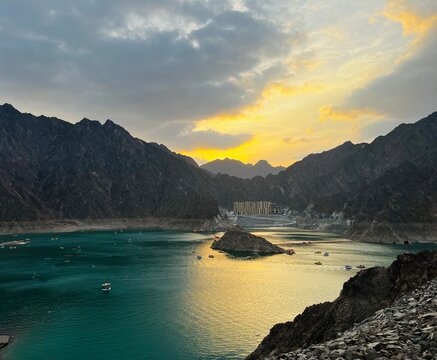 Landscape sunset hatta dam