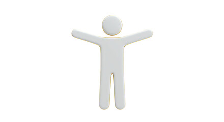 Isolated White Human Figure Icon with Arms Open