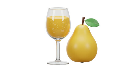 Isolated Pear and Pear Juice Elegant Still Life