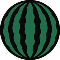 Watermelon Silhouette Vector Illustration of Fresh Fruit with Stripes Perfect for Summer, Food, Harvest, and Healthy Lifestyle Themes