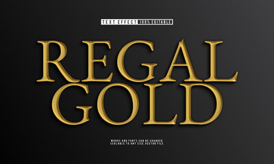 Editable regal gold 3D text effect with elegant and luxurious style.