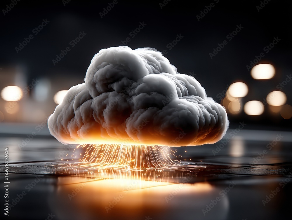 Poster a dramatic cloud formation with glowing base and abstract background