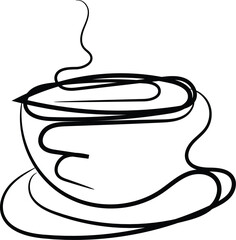 Simple Line Art Drawing of a Coffee Cup or Mug for Design Projects