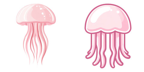 Cute cartoon jellyfish illustrations isolated on transparent PNG image perfect for ocean-themed children’s books or marine education visuals