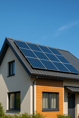 Solar Panels Installed on Modern House Roof