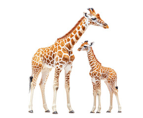 Naklejka premium Giraffes grazing together wildlife sanctuary animal natural habitat view isolated on transparent background