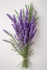 Obraz premium A fragrant bouquet of lavender blossoms, isolated on white , stock photo, romantic, isolated