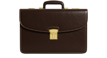 Isolated Dark Brown Leather Business Briefcase