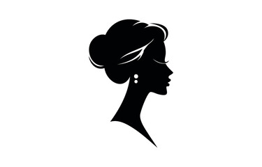 Young woman profile silhouette. Vector illustration of face silhouette, Silhouette of woman side view face isolated vector illustration, black color silhouette on a white background.