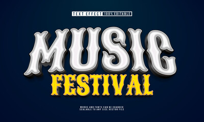 Editable 3D music festival text effect with a vibrant, energetic style perfect for musical festivals.