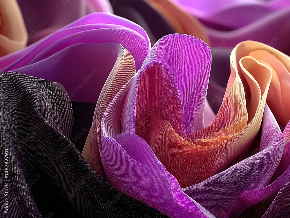 Aufkleber delicate layers of colorful fabric in soft waves