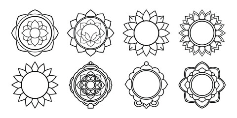 a set of mirror with flower mandala design