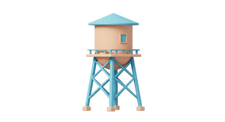Isolated Light Blue Water Tower Symbolizing Water Storage