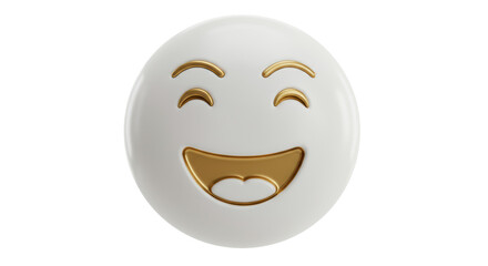 Isolated White and Gold Smiling Emoji for Positive Emotion