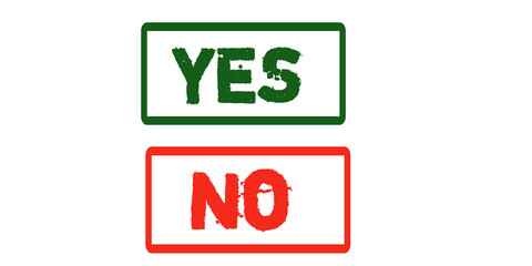 YES / NO Stamp Icons – Grunge Red and Green Approval Labels for Decision Making or Forms