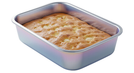Isolated Freshly Baked Focaccia in a Silver Pan