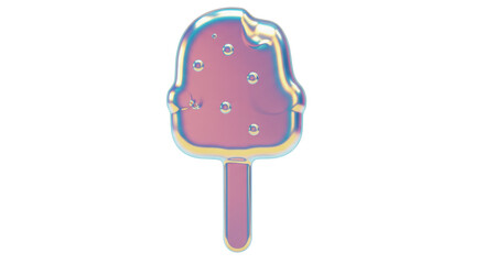 Isolated Iridescent Ice Cream Pop with Bubbles
