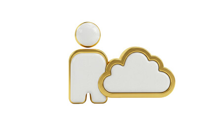 Isolated Person Icon and Cloud Symbol