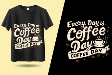 Black t-shirt with of a coffee cup. Best coffee t-shirt design 