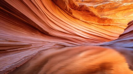 Obraz premium Stunning view of colorful sandstone formations in Antelope Canyon reflecting in water