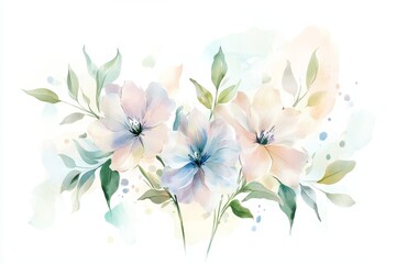 Pastel floral bouquet illustration with delicate hues.