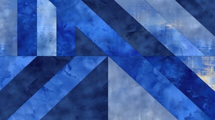 Blue watercolor abstract chevron pattern illustration, artistic background
