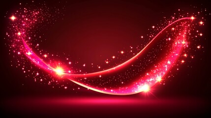 Red glowing wavy line with sparkles